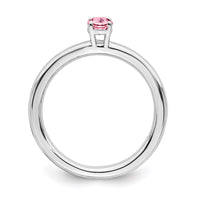 Sterling Silver Stackable Expressions Rhodium Pink Tourmaline Ring | QSK1908 ,