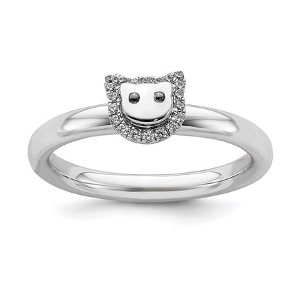 Sterling Silver Stackable Expressions Cat Diamond Ring | QSK2171 ,