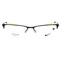Nike Men's Eyeglasses - Satin Black/Volt Rectangular Half Rim Frame | NIKE 6064 007 ,