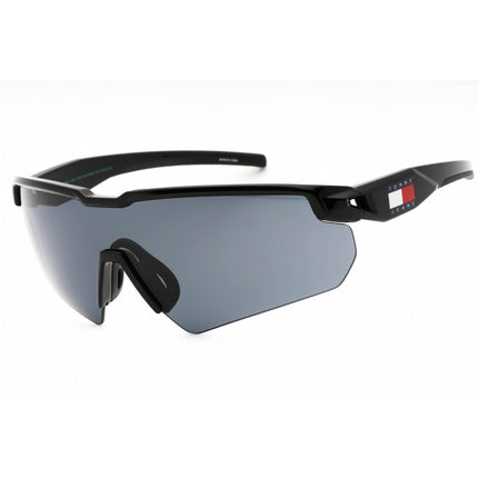 Tommy Hilfiger Unisex Sunglasses - Black Shield Frame Grey Lens | TJ 0098/S 0807 IR ,