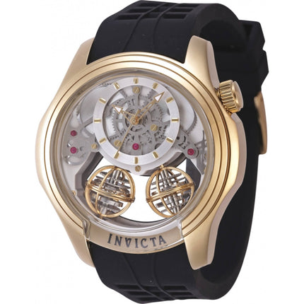 Invicta Men's Watch - Specialty Silver Dial Yellow Gold Case Silicone Strap | 47375 ,