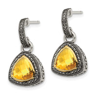 Sterling Silver w/ 14K Accent Citrine Dangle Earrings ,