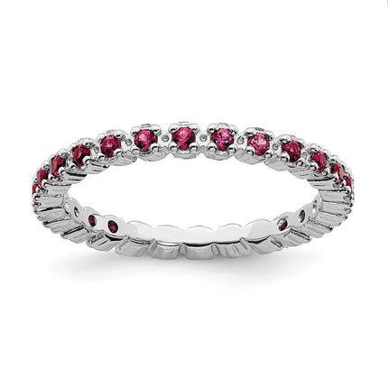 Sterling Silver Stackable Expressions Created Ruby Ring | QSK356 ,