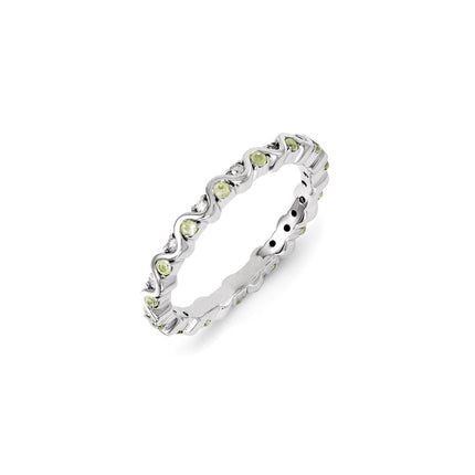 Sterling Silver Stackable Expressions Diamond & Peridot Ring | QSK1087 ,