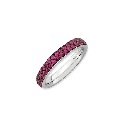 Sterling Silver Stackable Expressions Polished Created Ruby Ring | QSK663 ,