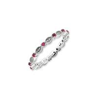 Sterling Silver Stackable Expressions Polished Created Ruby & Dia Ring | QSK647 ,