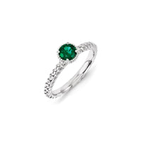 Sterling Silver Stackable Expressions Created Emerald Ring | QSK1105 ,