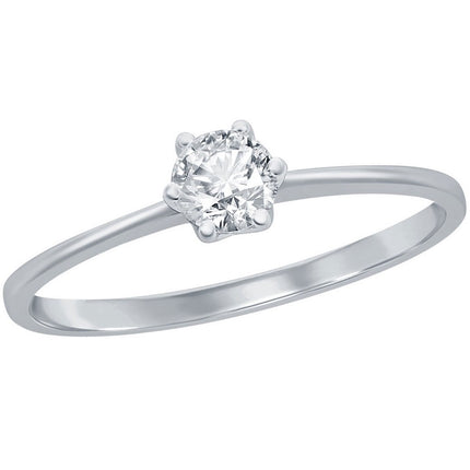 Classic Women's 4mm Solitaire CZ 6-prong Ring - W-2788 ,