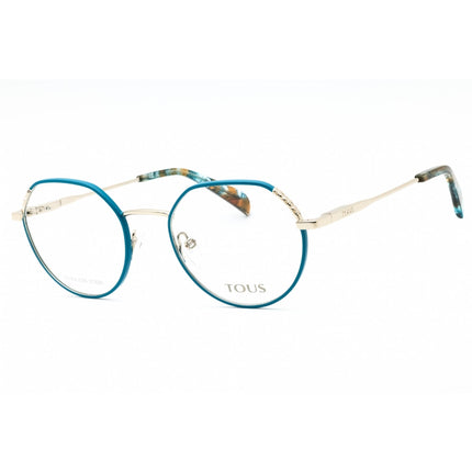 Tous Women's Eyeglasses - Shiny Light Gold/Green Metal Round Full Rim | VTO451 0SN9 ,