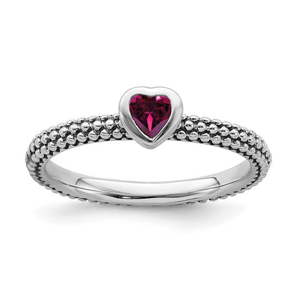 Sterling Silver Stackable Expressions Polished Cr.R Heart Ring | QSK609 ,