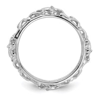 Sterling Silver Stackable Expressions Rhodium-plate Patterned Elephant Ring | QSK2043 ,