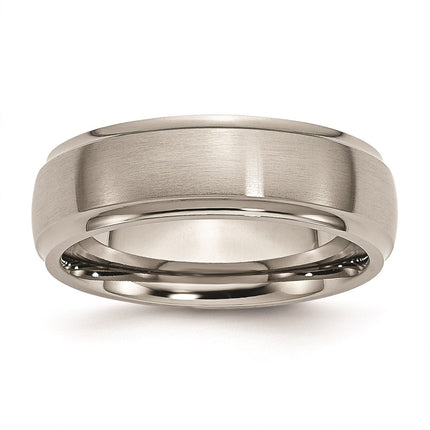 Titanium Ridged Edge 7mm Brushed and Polished Band | TB37 ,