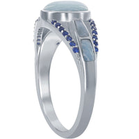Women's Ring - Larimar and Sapphire CZ Shank, Size 9 | W-2646-9 ,