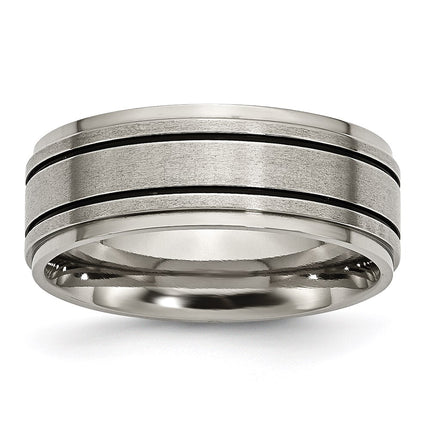 Titanium Enameled Flat 8mm Satin & Polished Band | TB337 ,