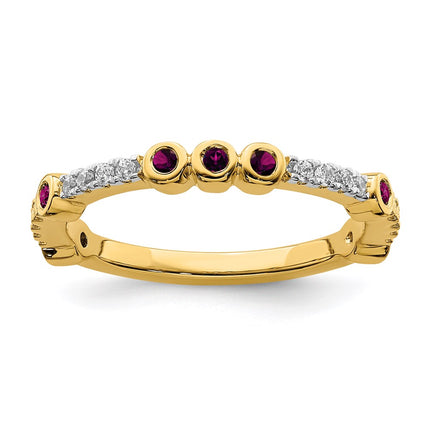 14k Stackable Expressions Rhodolite Garnet and Diamond Ring | SK2069 ,