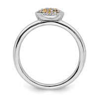 Sterling Silver Stackable Expressions Citrine Rhodium Ring | QSK320 ,