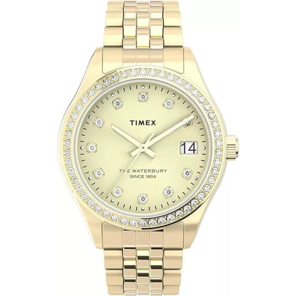 Timex Women's Watch - Waterbury Quartz Date Gold Tone Dial Steel Bracelet | TW2U53800 ,