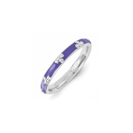 Sterling Silver Stackable Expressions Purple Enameled Ring | QSK1419 ,