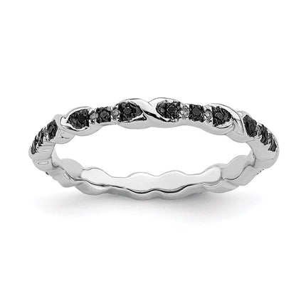 Sterling Silver Stackable Expressions Black & White Diamond Ring | QSK1048 ,