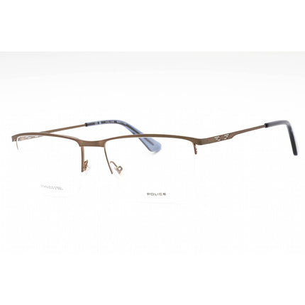 Police Men's Eyeglasses - Shiny Glossed Bronze Metal Rectangular Frame | VPLG75M 0F68 ,