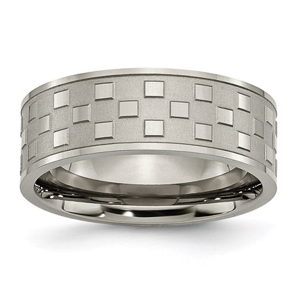 Titanium 8mm Satin and Polished Checkered Band | TB245 ,