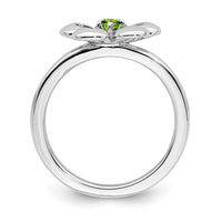 Sterling Silver Stackable Expressions Polished Peridot Flower Ring | QSK119 ,