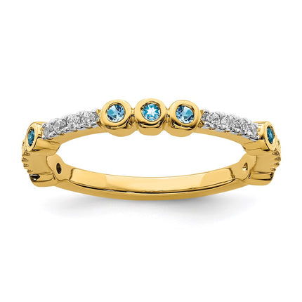 14k Stackable Expressions Blue Topaz and Diamond Ring | SK2075 ,