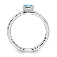 Sterling Silver Stackable Expressions Oval Blue Topaz Ring | QSK445 ,
