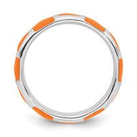 Sterling Silver Stackable Expressions Polished Orange Enameled Ring | QSK595 ,