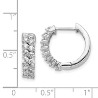 14k White Gold Diamond Hoop Earrings ,
