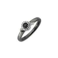 Sterling Silver Stackable Expressions Polished Black & White Dia Ring | QSK655 ,