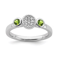 Sterling Silver Stackable Expressions Dbl Round Peridot & Dia. Ring | QSK527 ,