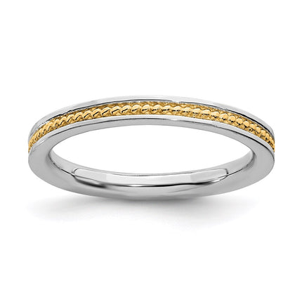 Sterling Silver Stackable Expressions Gold-plated Channeled Ring | QSK1618 ,