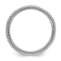 Sterling Silver Stackable Expressions Polished Rhodium-plated Wave Ring | QSK688 ,