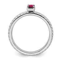 Sterling Silver Stackable Expressions Created Ruby Single Stone Ring | QSK1579 ,