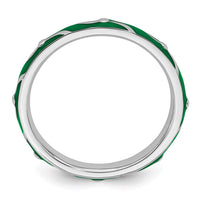 Sterling Silver Stackable Expressions Green Enamel Ring | QSK1501 ,