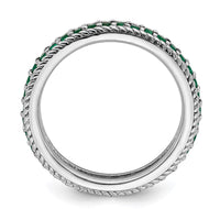 Sterling Silver Stackable Expressions Polished Cr. Emerald Eternity Ring | QSK866 ,