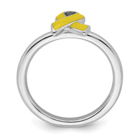 Sterling Silver Stackable Expressions Yellow Enameled Awareness Ribbon Ring | QSK941 ,