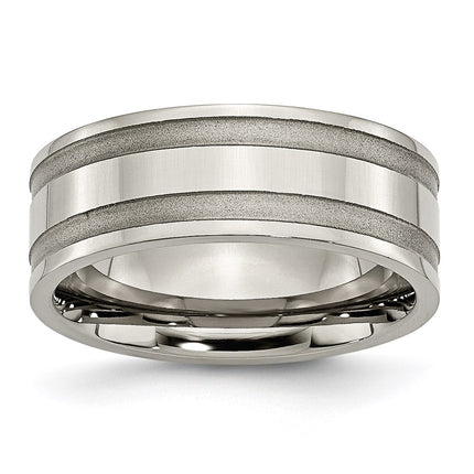 Titanium Grooved 8mm Satin and Polished Band | TB203 ,