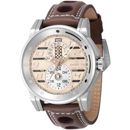 Invicta Men's Watch - Invicta Racing Quartz Silver Case Brown Leather Strap | 47538 ,