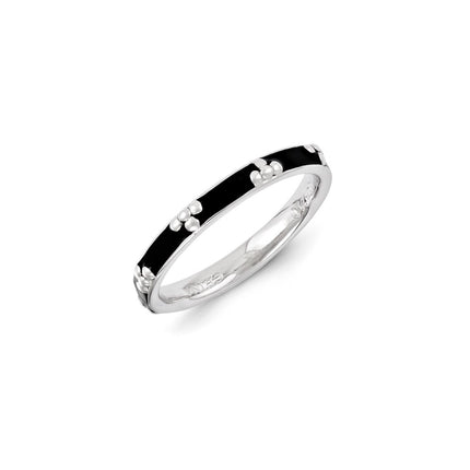 Sterling Silver Stackable Expressions Black Enameled Ring | QSK1423 ,