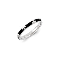 Sterling Silver Stackable Expressions Black Enameled Ring | QSK1423 ,