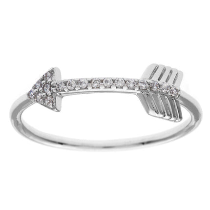 Sterling Silver CZ Arrow Ring - W-9858 ,