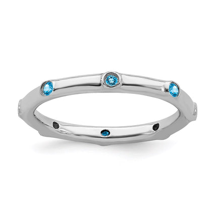 Sterling Silver Stackable Expressions Blue Topaz Ring | QSK385 ,