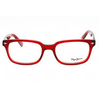 Pepe Jeans Unisex Eyeglasses - Red Plastic Rectangular Full Rim Frame | PJ3069 C7 ,