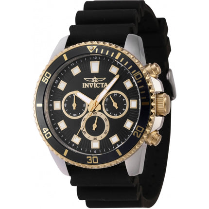 Invicta Men's Chronograph Watch - Pro Diver Black and Gold Tone Bezel Strap | 46120 ,