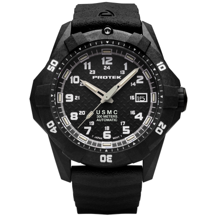 ProTek Men's Watch - USMC Series Automatic Black Dial Genuine Rubber Strap | 1211 ,