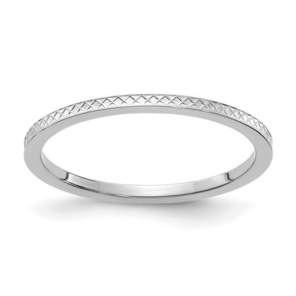 14K White Gold 1.2mm Criss-Cross Pattern Stackable Band | STK20-120W ,