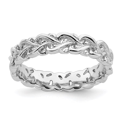 Sterling Silver Stackable Expressions Polished Intertwined Heart Ring | QSK128 ,