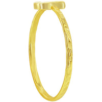 Classic Unisex Gold Tone J Initial Hammered Ring - W-2825 ,